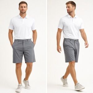 Perry Ellis Portfolio Performance Stretch Shorts 40 | Smoked Pearl 9” Golf